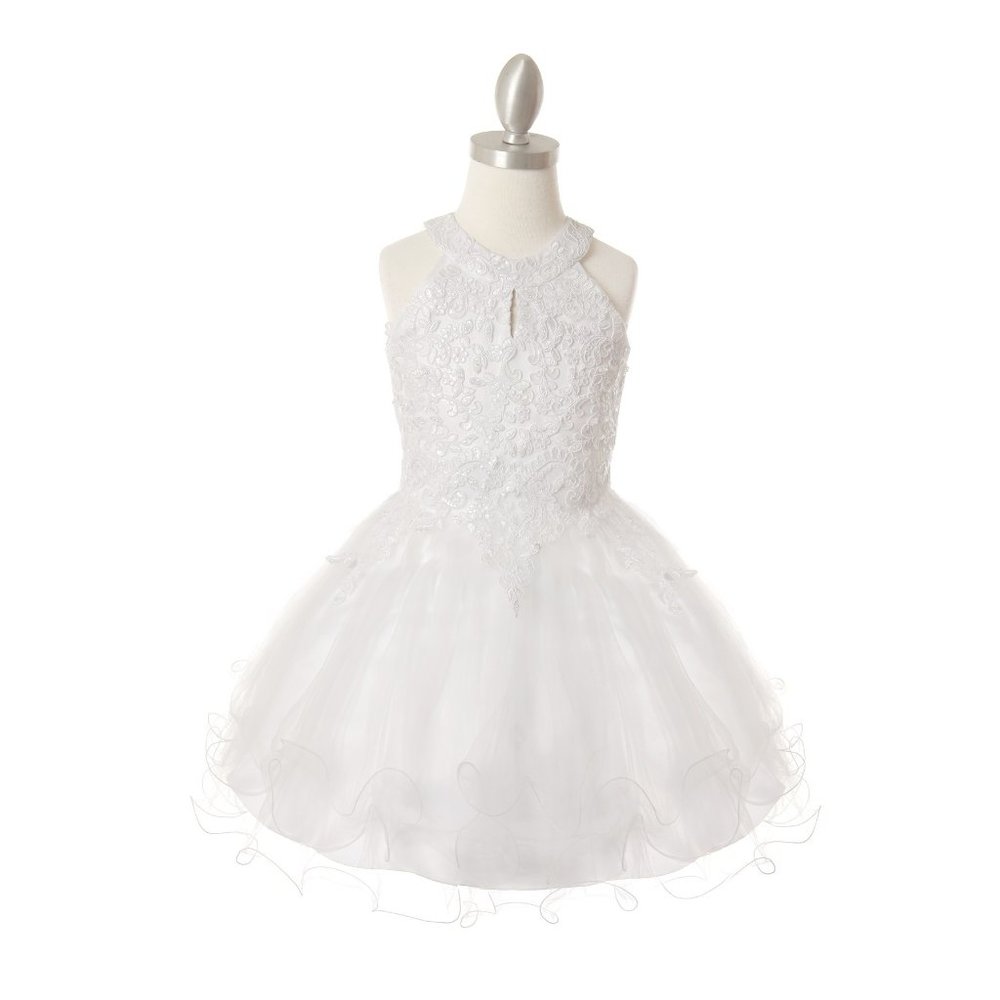 CINDERELLA COUTURE Rhinestone Party Tulle Dress Multi Sizes White 5100X